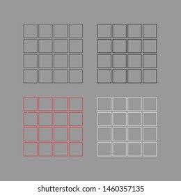 Squares contour color white gray black red background gray square from blocks of buttons