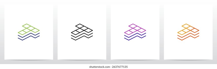 Squares Cubes Blocks Outlines Stacked Letter Initial Logo Design T