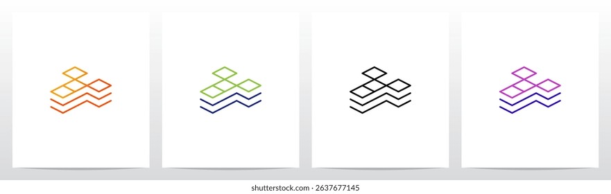 Squares Cubes Blocks Outlines Stacked Letter Initial Logo Design Y