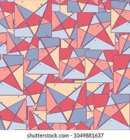 The squares are cut with a five-pointed star. Multicolored splinters. Fashionable seamless camouflage.