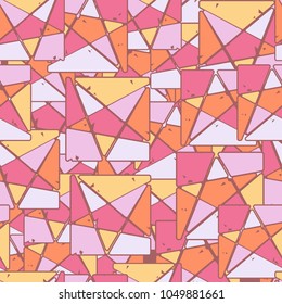 The squares are cut with a five-pointed star. Multicolored splinters. Fashionable seamless camouflage.