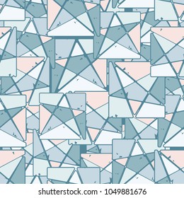 The squares are cut with a five-pointed star. Multicolored splinters. Fashionable seamless camouflage.