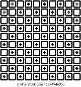Squares, diagonal crosses on a white background
