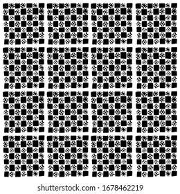 Squares with different patterns inside. Tiles with illustrations.
