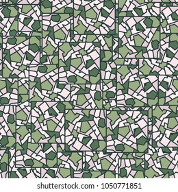 The squares are divided into multi-colored areas and arranged in random order. Unique camouflage for fashionable things.