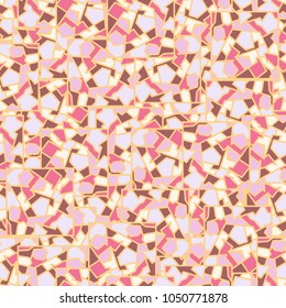 The squares are divided into multi-colored areas and arranged in random order. Unique camouflage for fashionable things.