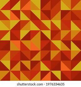 Squares divided into two parts. Citrus colors make mosaic pattern. Orange, red and yellow colors of tiles.