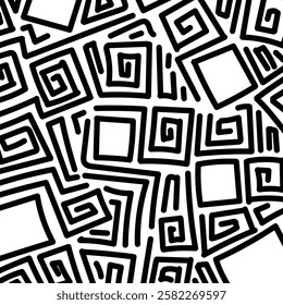 Squares doodle art. Simple illustration. Hand drawn doodle for sticker, postcard, wallpaper, mural, fabric, prints, wall decor, clothing, etc