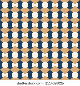 Squares Dots Retro Geometric Seamless Pattern Trendy Fashion Colors Stylish Minimal Concept Navy Blue Milky Brown Tones