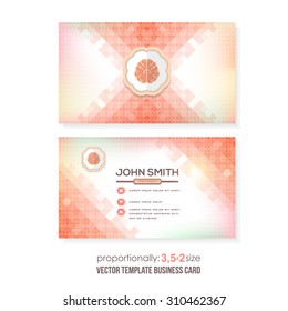 Squares Elements Business Card Design, Abstract Low Poly Style Summer or Hot Colors Concept