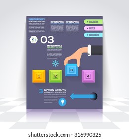 Squares Elements Selection Infographics Design Brochure, Cover, Flyer. Flat Style Numbered Banner