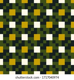 Squares, figures seamless pattern. Folk wallpaper. Tribal motif. Checks, shapes ornate. Geometric background. Ethnic ornament. Textile print, web design, geometry abstract. Geometrical image. Vector.