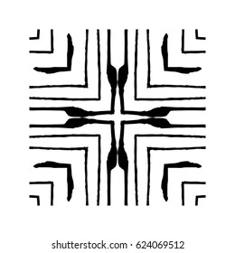 Squares of fine grunge lines are nested inside each other. Can be used for graphic design, patterns, packaging, clothing, printing on surfaces. Freehand texture.