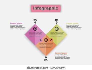 Squares form the heart template design icon flow chart graphic. Planning timeline three steps infographics design vector template. Creative concept plan use for web banner, diagram, layout, workflows.