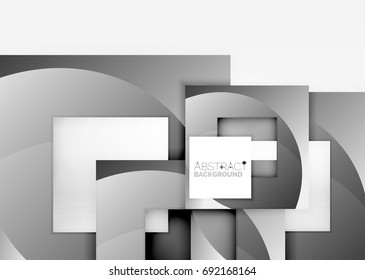 Squares geometric object in light 3d space, vector abstract background