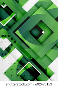 Squares geometric object in light 3d space, vector abstract background
