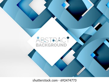 Squares geometric object in light 3d space, vector abstract background