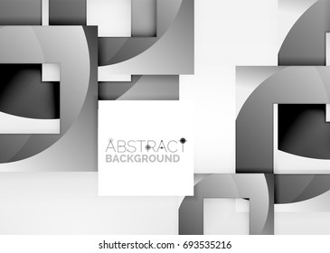 Squares geometric object in light 3d space, vector abstract background