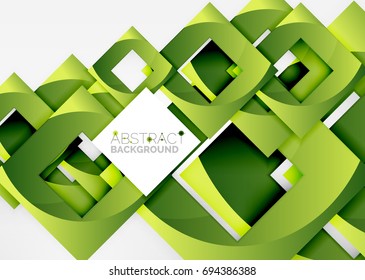 Squares geometric object in light 3d space, vector abstract background