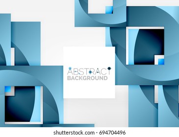 Squares geometric object in light 3d space, vector abstract background