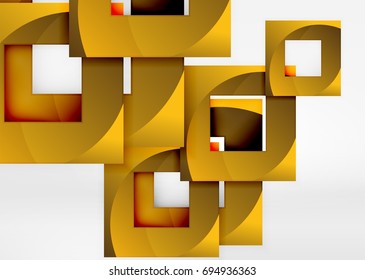 Squares geometric object in light 3d space, vector abstract background