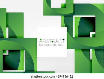 Squares geometric object in light 3d space, vector abstract background