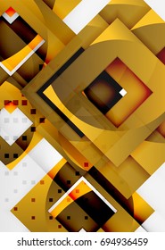 Squares geometric object in light 3d space, vector abstract background