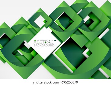 Squares geometric object in light 3d space, vector abstract background