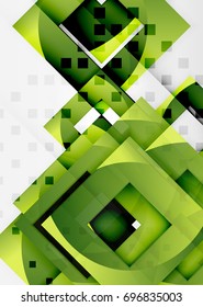 Squares geometric object in light 3d space, vector abstract background