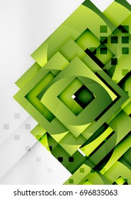 Squares geometric object in light 3d space, vector abstract background