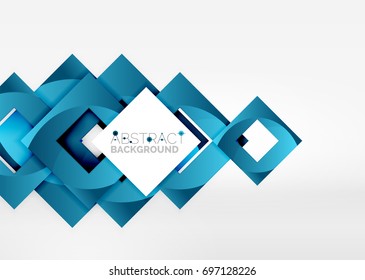 Squares geometric object in light 3d space, vector abstract background