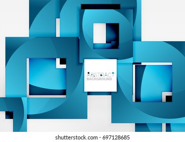 Squares geometric object in light 3d space, vector abstract background