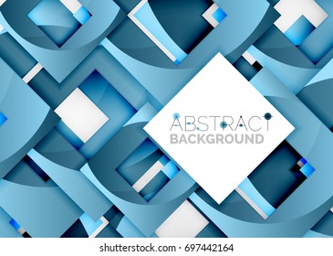 Squares geometric object in light 3d space, vector abstract background