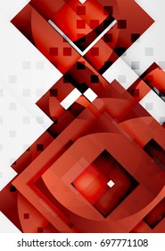 Squares geometric object in light 3d space, vector abstract background