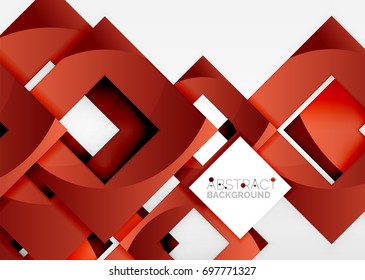 Squares geometric object in light 3d space, vector abstract background