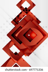 Squares geometric object in light 3d space, vector abstract background