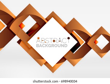 Squares geometric object in light 3d space, vector abstract background