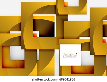 Squares geometric object in light 3d space, vector abstract background