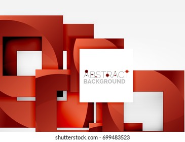 Squares geometric object in light 3d space, vector abstract background