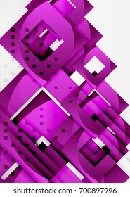 Squares geometric object in light 3d space, vector abstract background