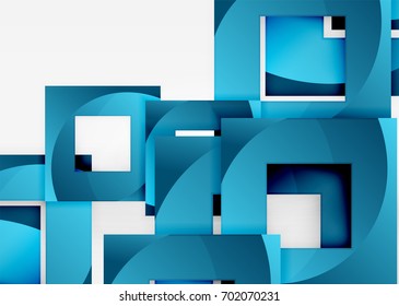 Squares geometric object in light 3d space, vector abstract background