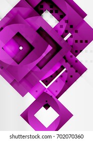 Squares geometric object in light 3d space, vector abstract background