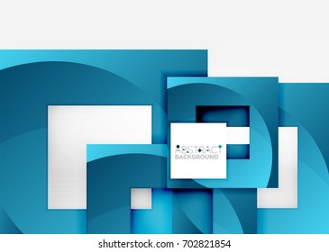 Squares geometric object in light 3d space, vector abstract background
