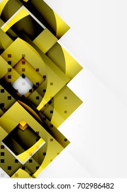 Squares geometric object in light 3d space, vector abstract background