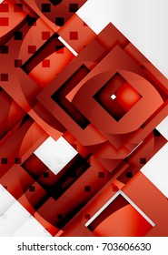 Squares geometric object in light 3d space, vector abstract background