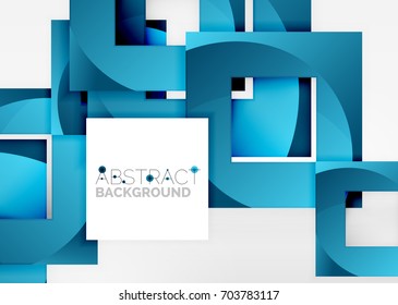 Squares geometric object in light 3d space, vector abstract background