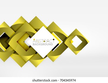 Squares geometric object in light 3d space, vector abstract background