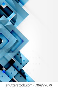 Squares geometric object in light 3d space, vector abstract background