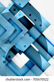 Squares geometric object in light 3d space, vector abstract background