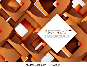 Squares geometric object in light 3d space, vector abstract background